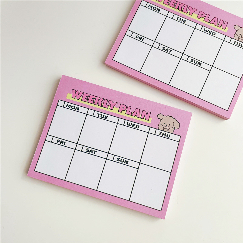 Meal Plan Notepad - الكرتون لطيف جرو الوردي خطة أسبوعية