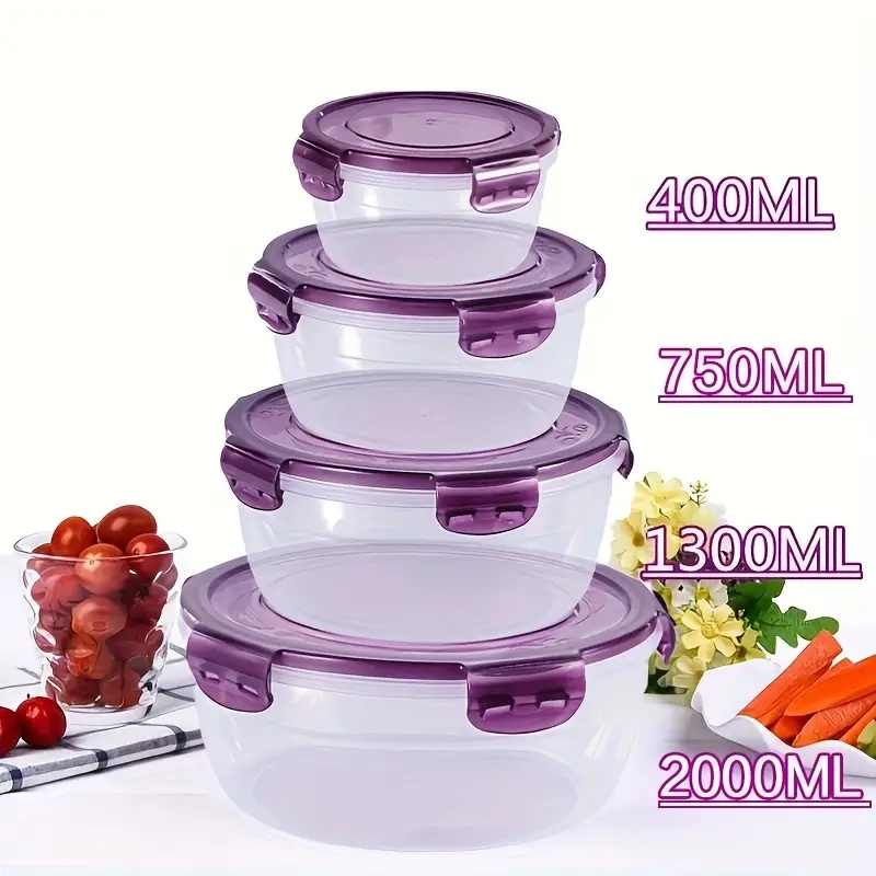 Meal Preparation - 4 حاويات بلاستيكية لتخزين الطعام، صناديق