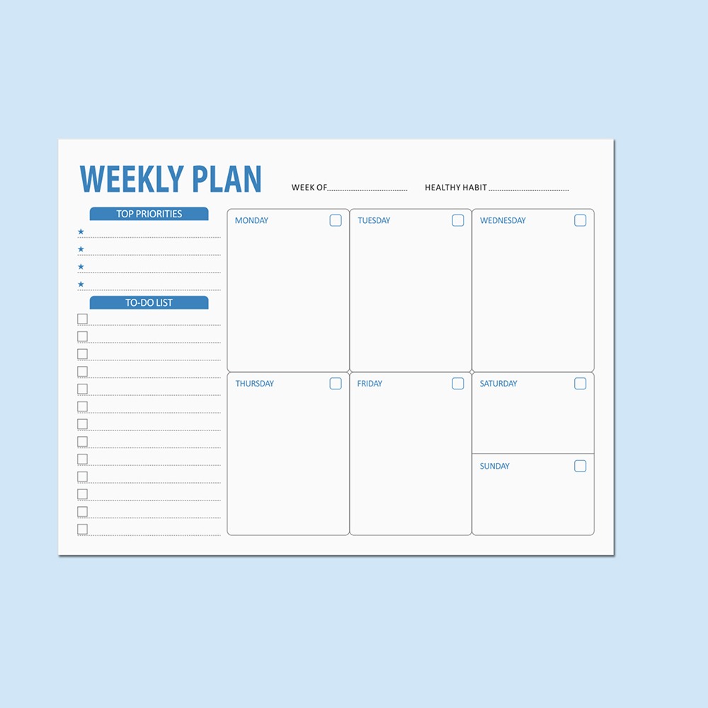 Meal Plan Notepad - دفتر تخطيط أسبوعي واسع للقيام بالمهام،