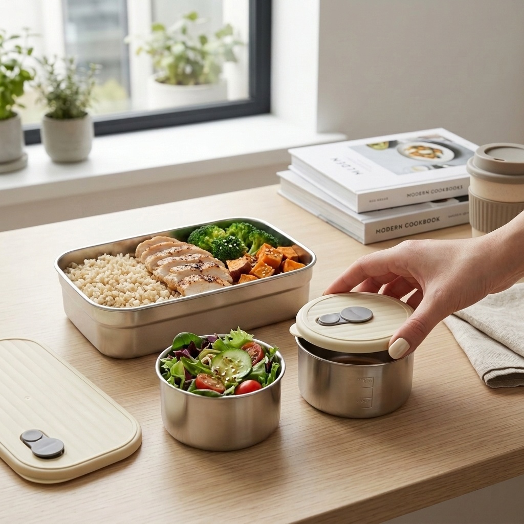 Meal Prep Lunch Boxes - مجموعة علب طعام من الفولاذ المقاوم
