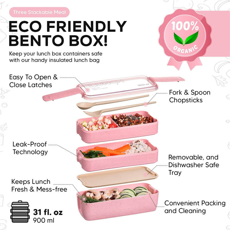 3 في 1 مقصورة القمح القش بينتو - مراجعة Meal Prep Lunch Boxes وسعره