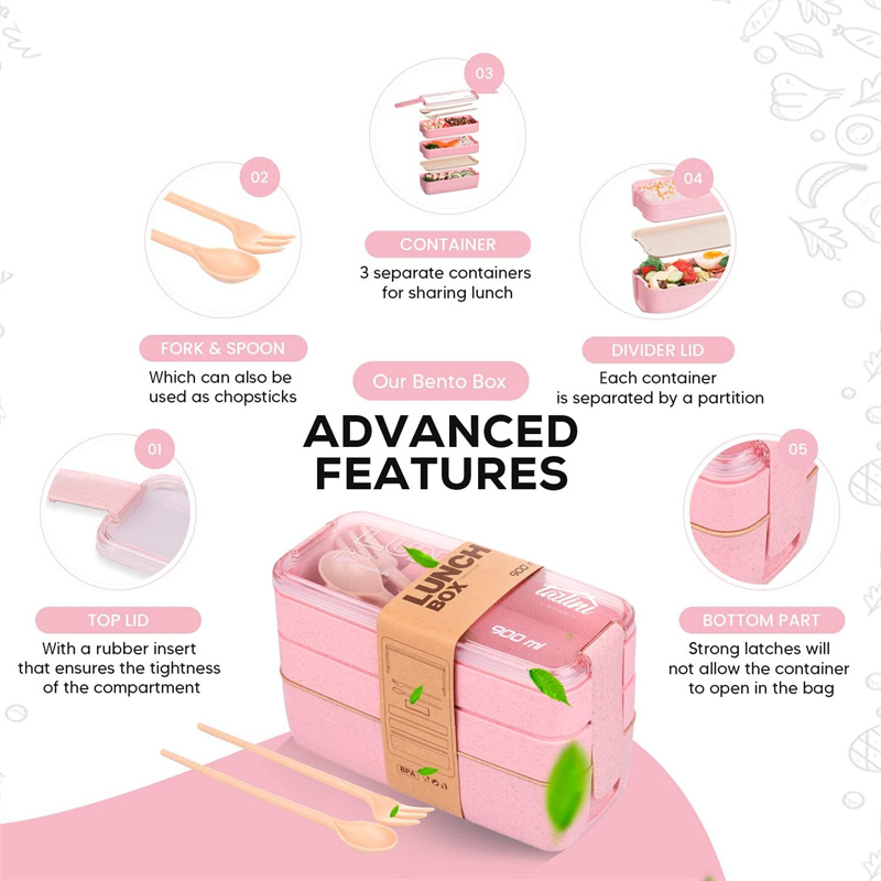 3 في 1 مقصورة القمح القش بينتو - مراجعة Meal Prep Lunch Boxes وسعره