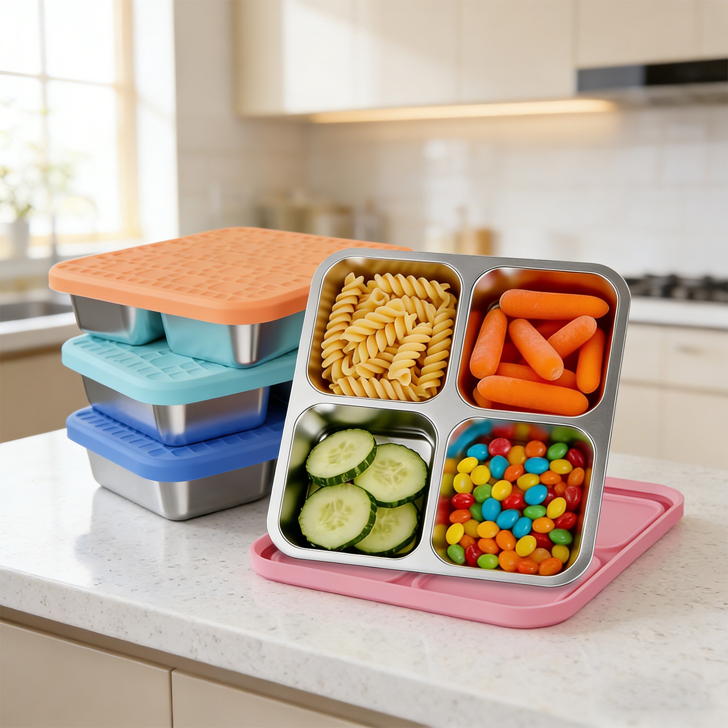 حاوية طعام مقسمة من الفولاذ ال - مراجعة Meal Prep Lunch Boxes وسعره